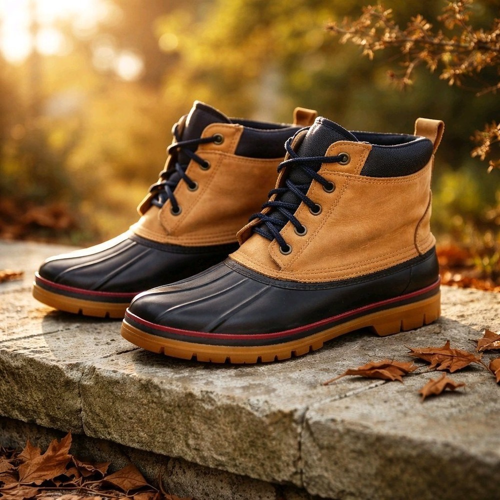 Lands' End Tan and Black Duck Boots